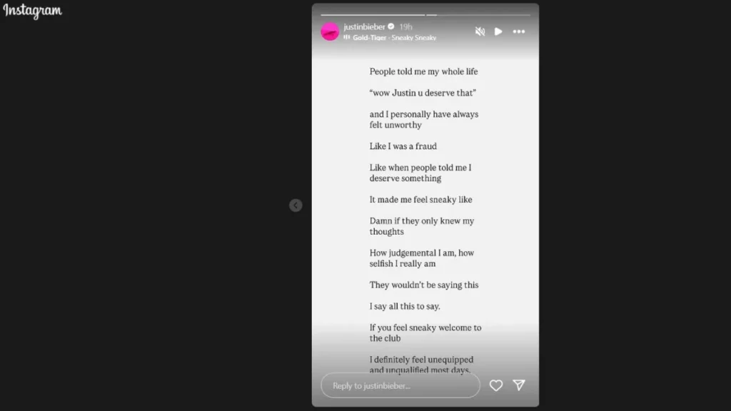 Justin Bieber Opens Up About Self-Doubt in Emotional Message