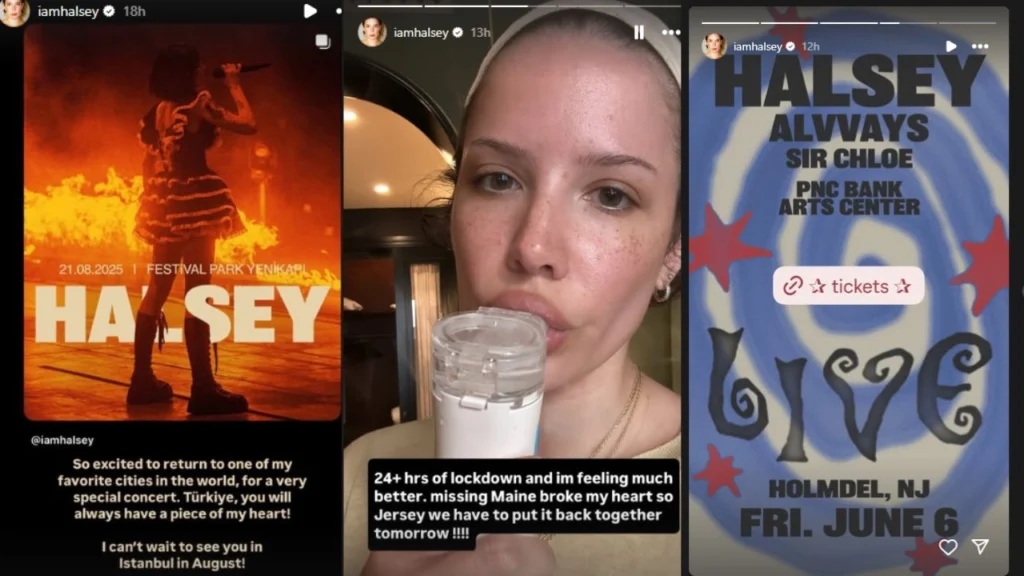 Halsey Confirms her New Jersey and Istanbul Concerts On via Instagram Story