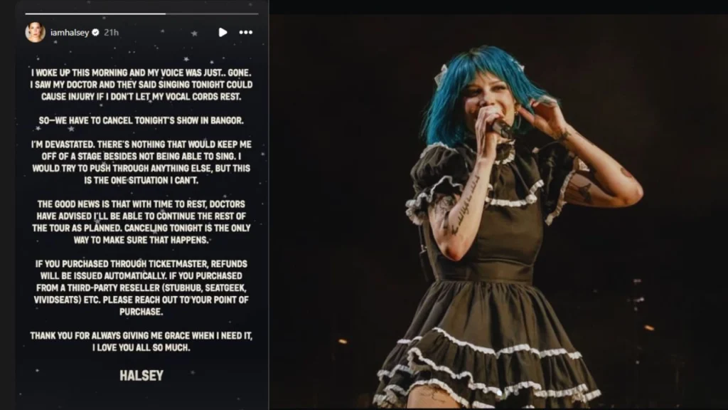 Halsey's Show Canceling Instagram Story